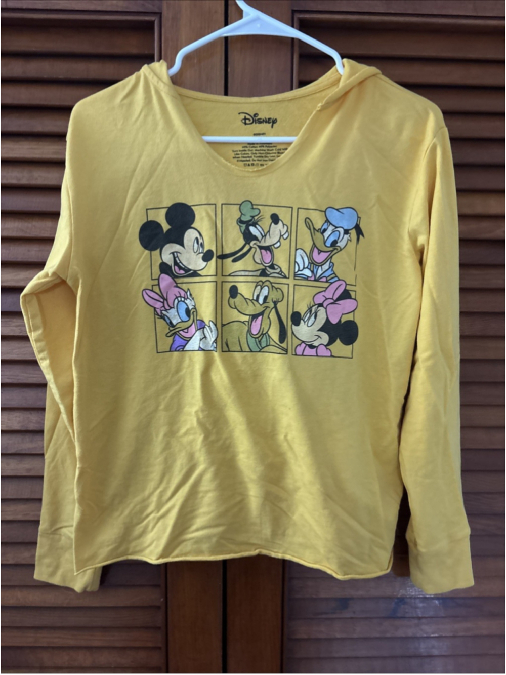 Disney Character Yellow Crop Hoodie Mickey Mouse Size Medium